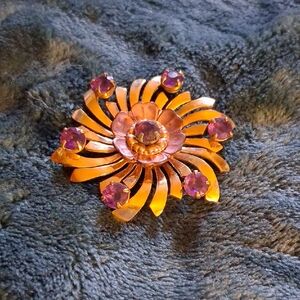 Elegant Gold and Purple Floral Brooch